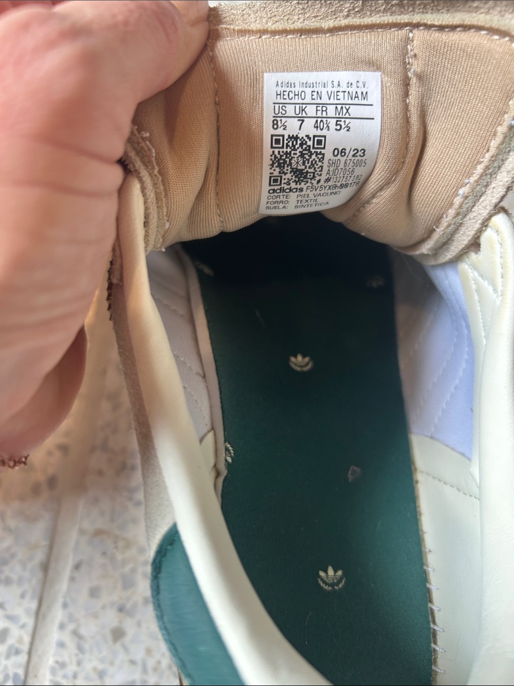 Adidas Gazelle Women's Beige Tan and Green Sneakers - Picture 6 of 7